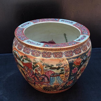 Керамическая ваза "Золотые рыбки" (Япония)